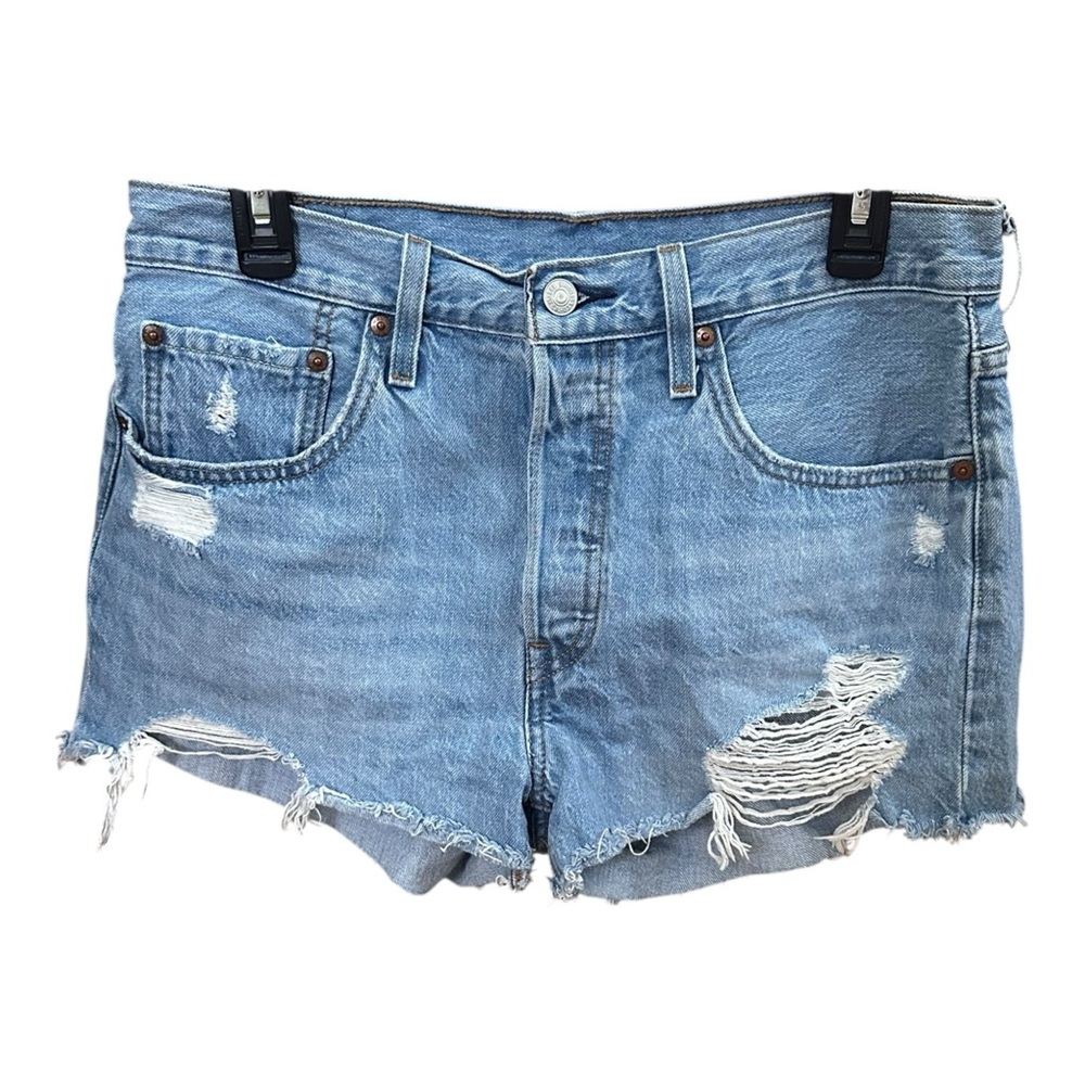 Levi's Light Blue Ripped Jean Shorts